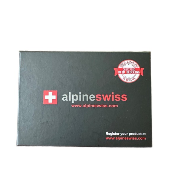Alpine Swiss Black Leather Bi-Fold Wallet - NWT - Picture 5 of 6